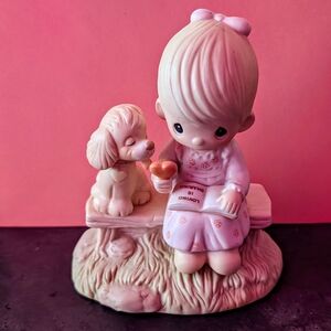 Enesco Figurine with Child and Puppy - Pink and Cream